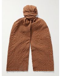 Loro Piana - Frayed Checked Wool-Blend Seersucker Scarf - Lyst