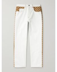 Gucci - Straight-leg Monogrammed Canvas-trimmed Jeans - Lyst