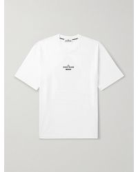 Stone Island - Archivio Logo-print Embroidered Cotton-jersey T-shirt - Lyst