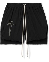 Rick Owens - Champion Dolphin Straight-leg Logo-embroidered Cotton-jersey Shorts - Lyst