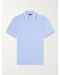 Tom Ford - Contrast-Tipped Lyocell-Piqué Polo Shirt - Lyst