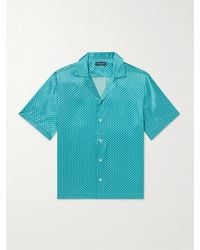 Frescobol Carioca - Roberto Camp-Collar Printed Silk-Satin Shirt - Lyst