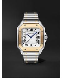 Cartier - Santos de Automatic 35,1 mm Uhr aus 18 Karat Gold mit Armbändern aus Edelstahl und Leder zum Wechseln - Lyst