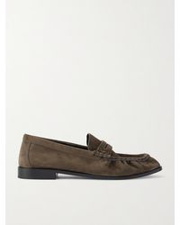 Saint Laurent - Le Loafer Monogram Logo-Appliquéd Suede Penny Loafers - Lyst