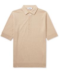 Lardini - Slim-fit Ribbed Linen And Cotton-blend Polo Shirt - Lyst