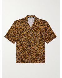 Palm Angels - Camicia in misto cotone e lino con stampa ghepardo e colletto aperto - Lyst