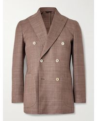 Drake's - Double-breasted Silk Blazer - Lyst