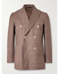 Drake's - Double-breasted Silk Blazer - Lyst