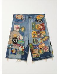 Kapital - Shorts a gamba dritta in denim patchwork con applicazione - Lyst