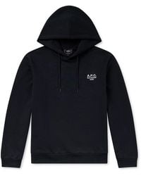 A.P.C. - Standard Rue Madame Logo-Embroidered Organic Cotton-Jersey Hoodie - Lyst