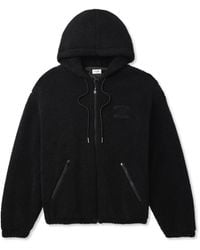 Celine - Logo-Embroidered Wool And Cotton-Blend Fleece Hooded Jacket - Lyst