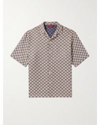 Gucci - Camp-Collar Logo-Jacquard Linen-Blend Shirt - Lyst