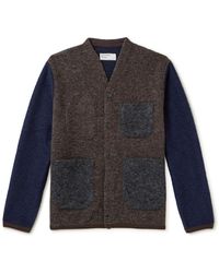 Universal Works - Colour-block Wool-blend Fleece Cardigan - Lyst