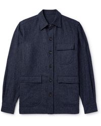 De Petrillo - Herringbone Wool And Cashmere-blend Overshirt - Lyst