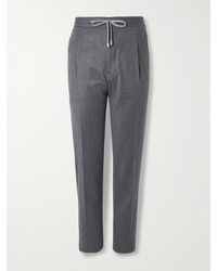 Lardini - Straight-Leg Pleated Stretch Virgin Wool And Cashmere-Blend Drawstring Trousers - Lyst