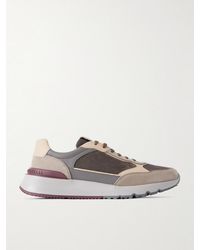 Brunello Cucinelli - Leather And Suede Sneakers - Lyst