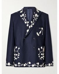 Bode - Snowdrop Double-Breasted Appliquéd Wool-Blend Suit Jacket - Lyst