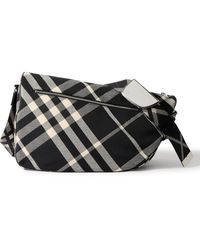 Burberry - Large Shield Checked Jacquard Messenger Bag - Lyst