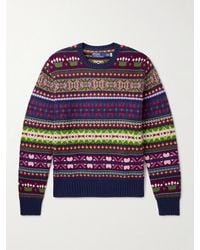 Polo Ralph Lauren - Fair Isle Cotton, Wool And Linen-Blend Sweater - Lyst