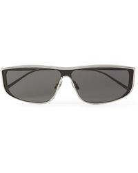 Saint Laurent - Luna Rectangular-frame Silver-tone Sunglasses - Lyst