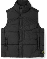 Stone Island - Logo-appliquéd Garment-dyed Quitled Crinkled Reps Down Gilet - Lyst
