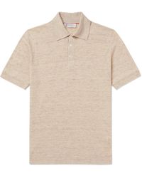 Brunello Cucinelli - Linen And Cotton-blend Polo Shirt - Lyst