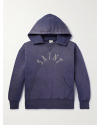 SAINT Mxxxxxx - Logo-Print Distressed Cotton-Jersey Hoodie - Lyst