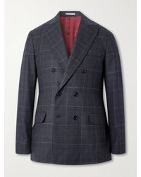 Brunello Cucinelli - Checked Double-breasted Cashmere And Virgin Wool-blend Suit Jacket - Lyst