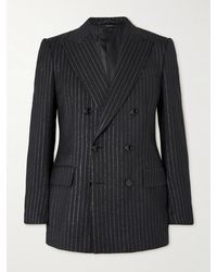 Tom Ford - Dyllan doppelreihiges Sakko aus einer Woll-Seidenmischung mit Metallic-Streifen - Lyst
