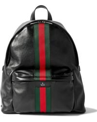 Gucci - Large Striped Webbing-Trimmed Leather Backpack - Lyst