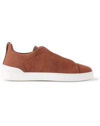 ZEGNA - Triple Stitchtm Leather-trimmed Canvas Sneakers - Lyst
