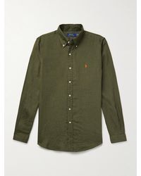 Polo Ralph Lauren - Hemd aus Leinen mit Logostickerei und Button-Down-Kragen - Lyst