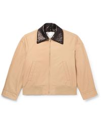 Bottega Veneta - Intrecciato Leather-Trimmed Cotton-Twill Blouson - Lyst