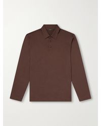 Slowear - Zanone Cotton And Silk-blend Jersey Polo Shirt - Lyst