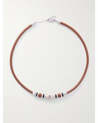 Celine - Kette aus Leder mit mehreren Steinen und silberfarbenen Details - Lyst