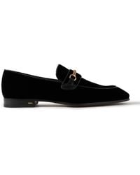 Tom Ford - Bailey Chain-Embellished Leather-Trimmed Velvet Loafers - Lyst