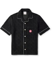 CASABLANCA - Camp-Collar Logo-Appliquéd Monogrammed Cotton-Blend Terry Jacquard Shirt - Lyst