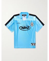 Neighborhood - Game Appliquéd Logo-Print Striped Satin Polo Shirt - Lyst