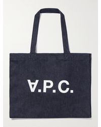 A.P.C. - Logo-Print Denim Tote Bag - Lyst