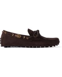 Gucci - Byorn Logo-embellished Suede Driving Shoes - Lyst