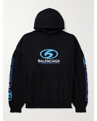 Balenciaga - Oversized Logo-print Distressed Cotton-jersey Hoodie - Lyst