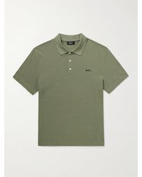 A.P.C. - Standard Logo-embroidered Organic Cotton-piqué Polo Shirt - Lyst