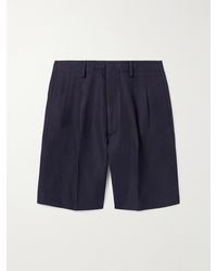 Loro Piana - Joetsu Straight-Leg Pleated Cotton And Linen-Blend Twill Bermuda Shorts - Lyst