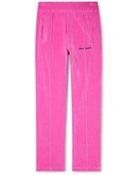 Palm Angels - Slim-fit Straight-leg Logo-embroidered Cotton-blend Velour Track Pants - Lyst