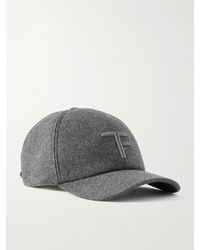 Tom Ford - Leather-trimmed Logo-embroidered Cashmere Baseball Cap - Lyst