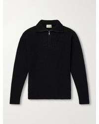Officine Generale - Tarek Ribbed Merino Wool Half-Zip Sweater - Lyst