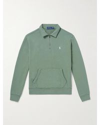 Polo Ralph Lauren - Logo-embroidered Cotton-jersey Half-zip Sweatshirt - Lyst