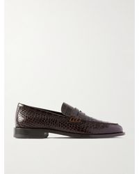 Manolo Blahnik - Perry Croc-Effect Leather Loafers - Lyst
