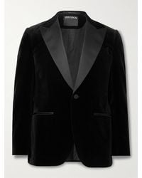Zegna - Slim-fit Satin-trimmed Cotton-velvet Tuxedo Jacket - Lyst