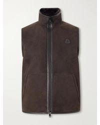 Moncler - Rysfen Logo-Appliquéd Leather-Trimmed Shearling And Quilted Shell Down Gilet - Lyst